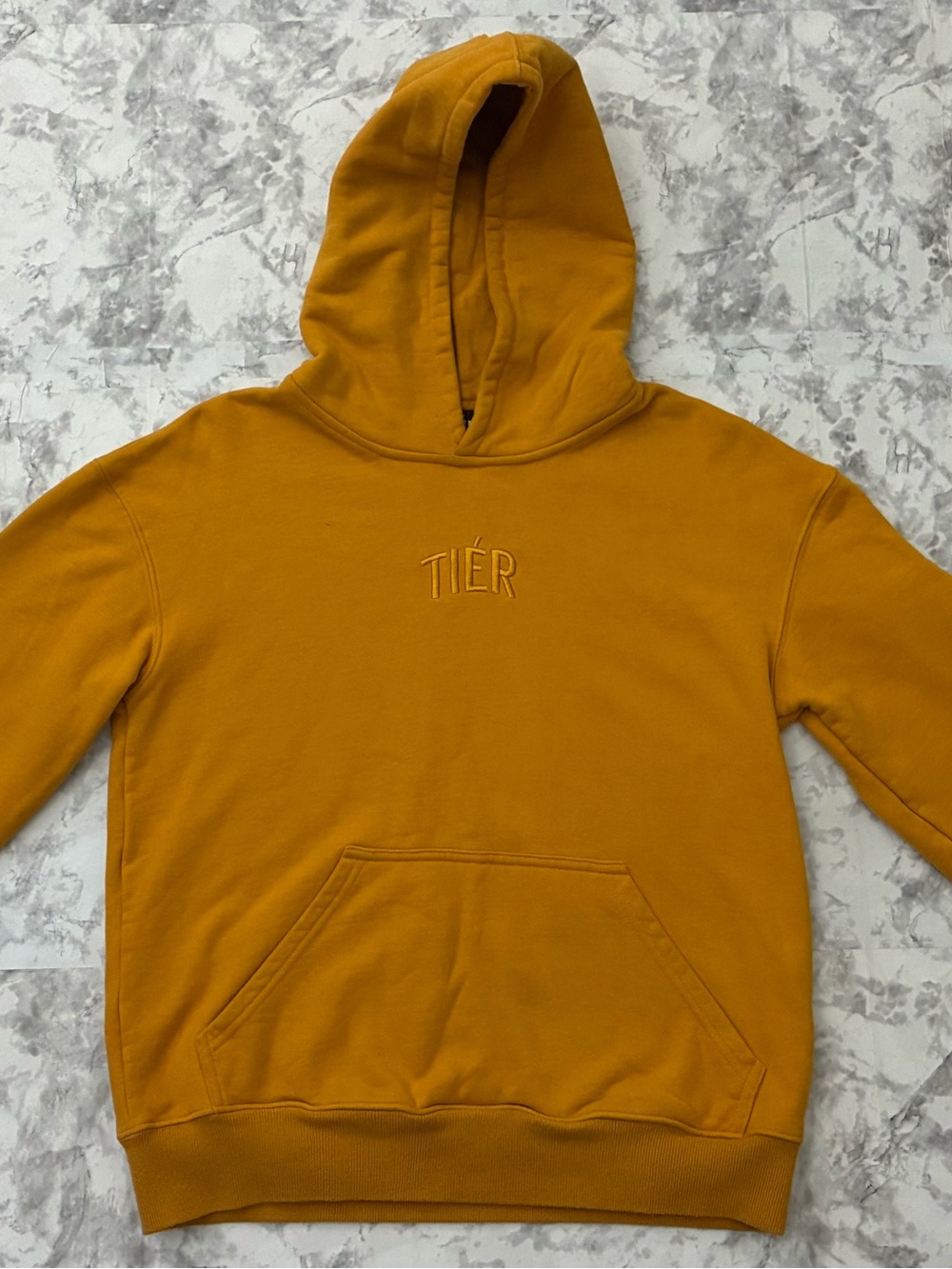 Mustard Yellow Tier Hoodie Sweatshirt Size Small
